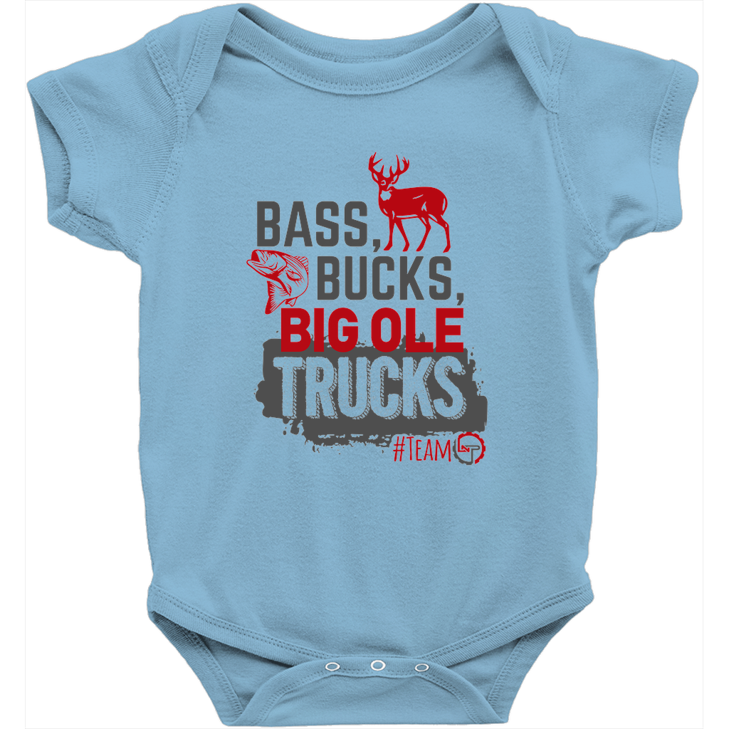 Bass, Bucks, and Big Ole' Trucks - Baby Onesies